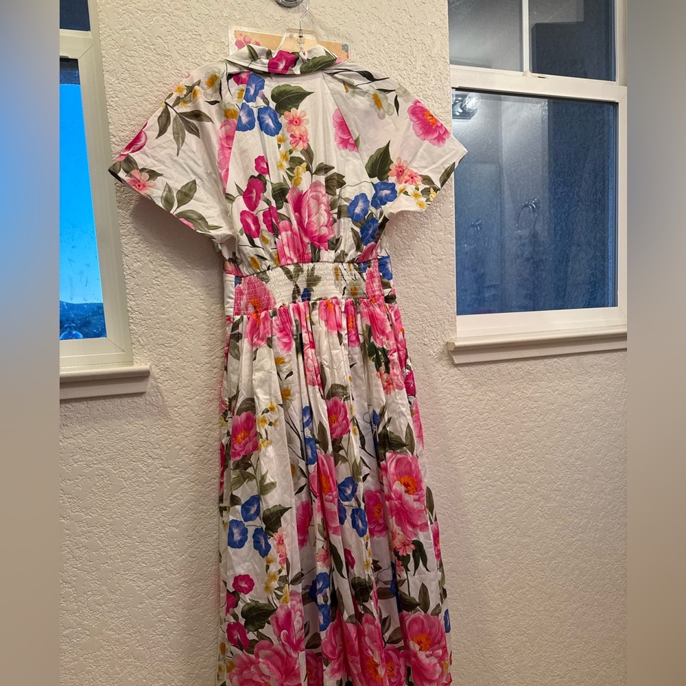 Hermoza Blooming In Breeze  Floral A-Line & Waist Defining Cotton Dress S-Small - Picture 11 of 16